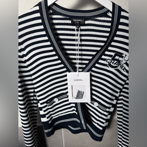Chanel23C striped cardigan, Fr38, black white - Picture 2 of 10